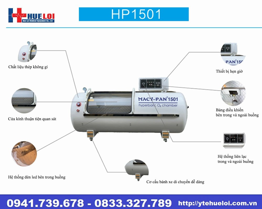 Buồng oxy cao áp loại cao cấp HP1501