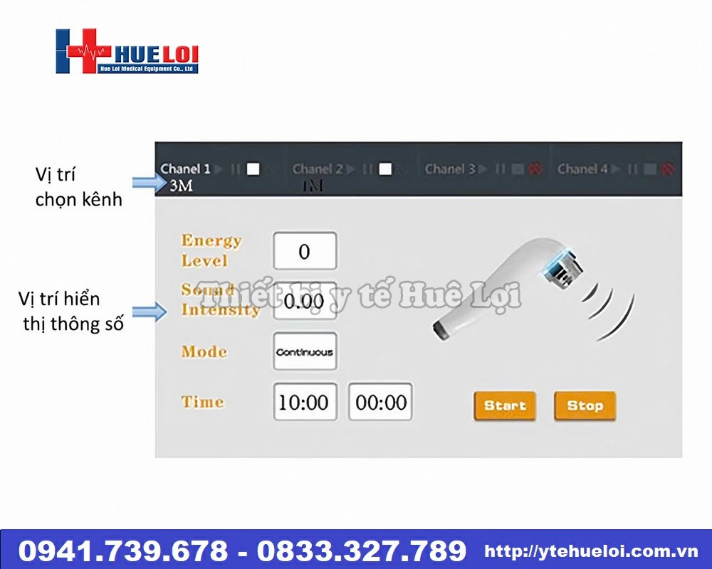 máy siêu âm trị liệu đa tần 2 đầu