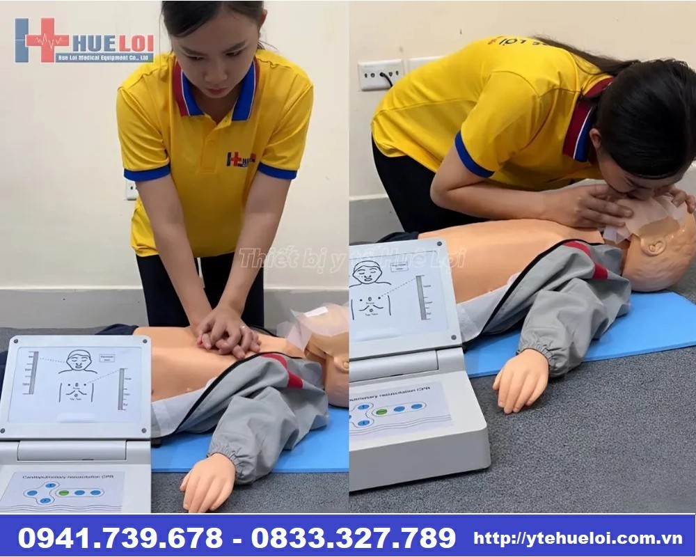 mô hình cấp cứu ngừng tuần hoàn trẻ em có monitor
